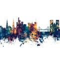 Inverness Scotland Skyline Blue & Bronze Mural Wallpaper - pure wallpaper artwork