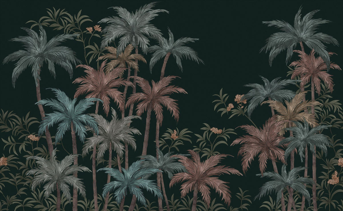 Palm Abode, Midnight Mural Wallpaper - pure wallpaper artwork