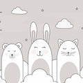Sleeping Bunny Gray Mural Wallpaper - pure wallpaper artwork