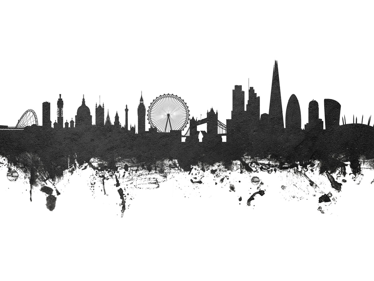 London Skyline Black & White Mural Wallpaper - pure wallpaper artwork