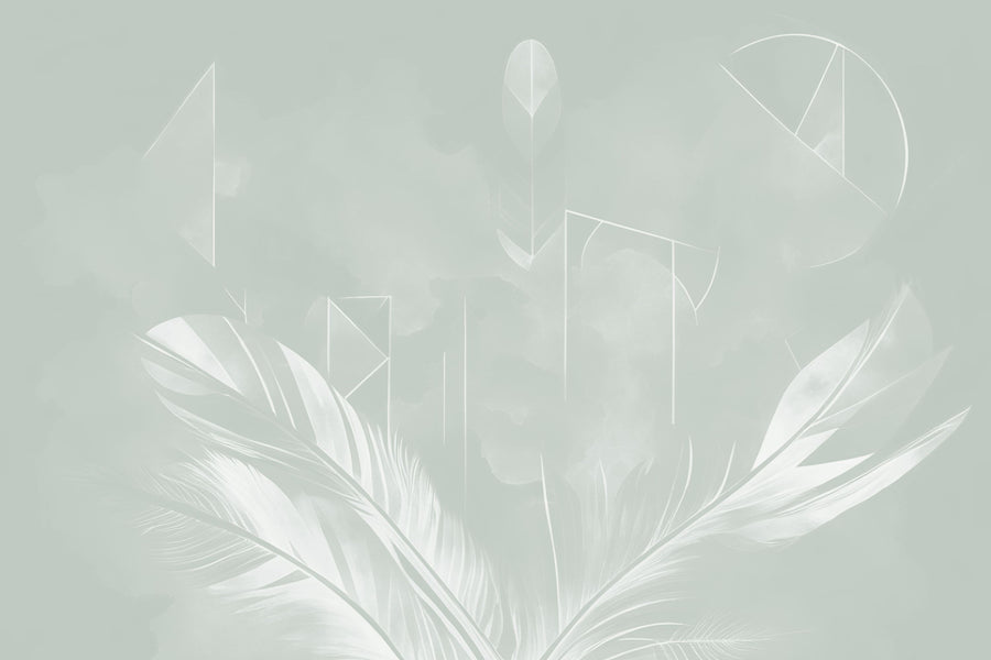 Solid Feather Geometry Green Mural Wallpaper