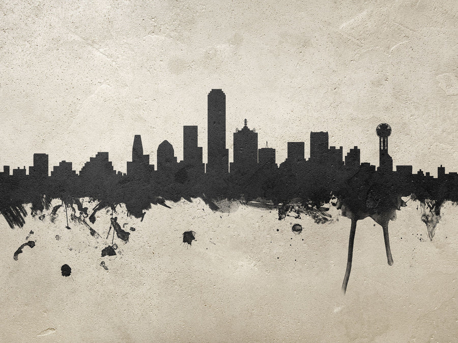 Dallas Skyline Concrete Mural Wallpaper