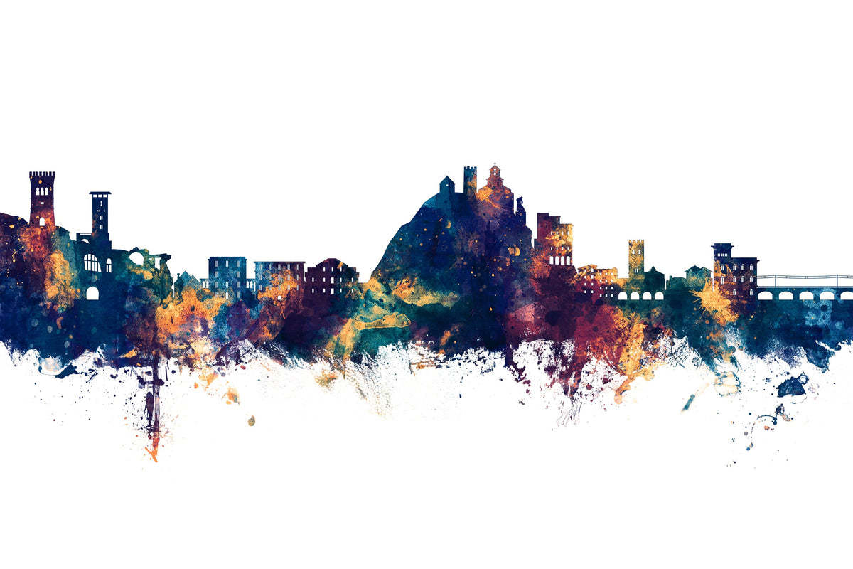 Monterosso Al Mare Italy Skyline Blue & Bronze Mural Wallpaper - pure wallpaper artwork