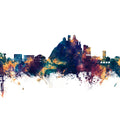 Monterosso Al Mare Italy Skyline Blue & Bronze Mural Wallpaper - pure wallpaper artwork