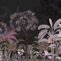 Tropical Forest Strolls Dark Purple Mural Wallpaper - pure wallpaper artwork