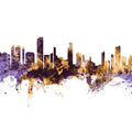 Honolulu Hawaii Skyline Purple & Gold Mural Wallpaper - pure wallpaper artwork