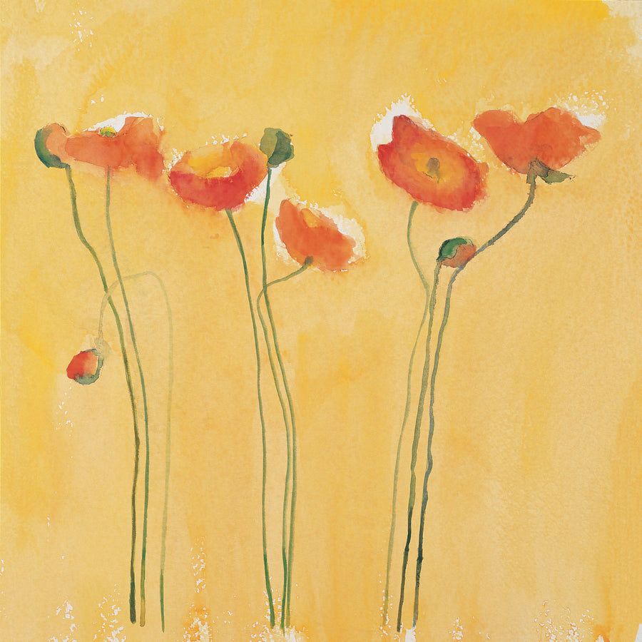 Cadmium Orange Poppies Mural Wallpaper