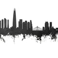 Seoul Skyline Black & White Mural Wallpaper - pure wallpaper artwork