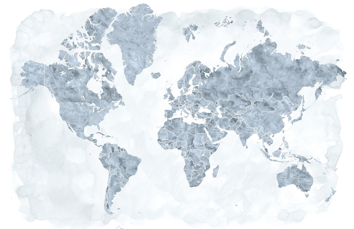 World Map Cities - Jacques Mural Wallpaper - pure wallpaper artwork
