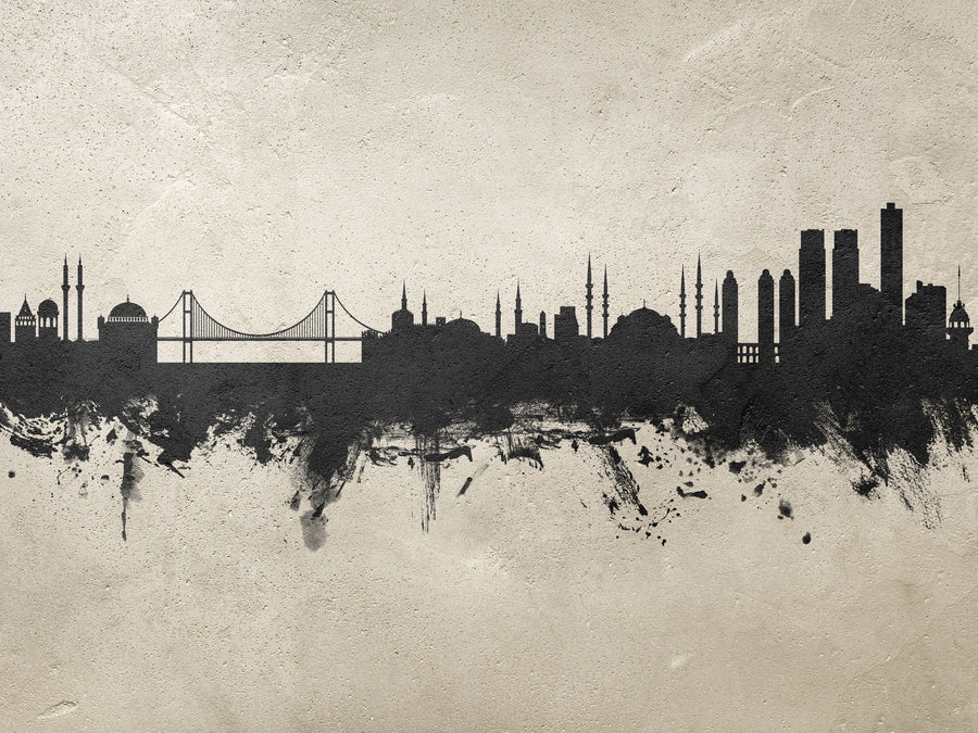 Istanbul Turkey Skyline Concrete Mural Wallpaper