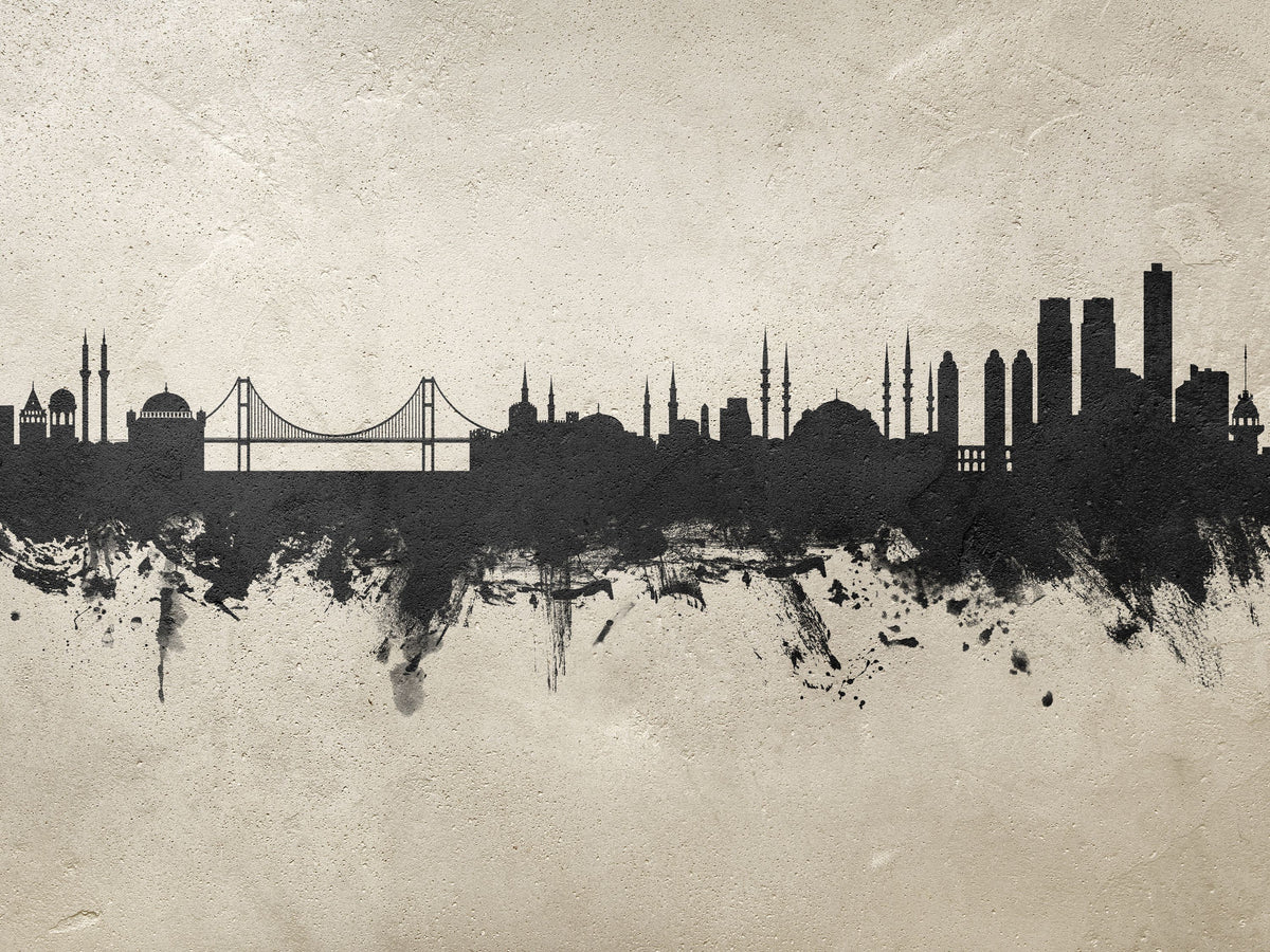 Istanbul Turkey Skyline Concrete Mural Wallpaper - pure wallpaper artwork