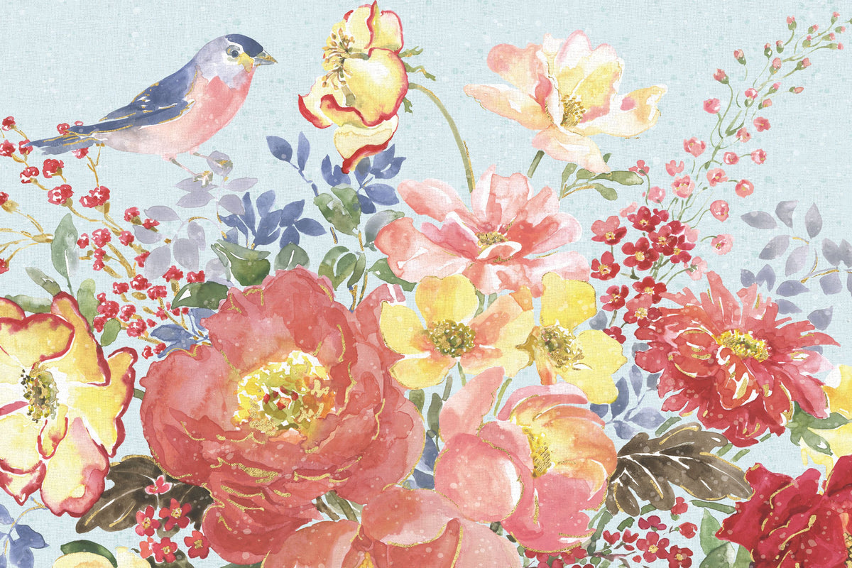 Floral Focus Blue Mural Wallpaper - pure wallpaper artwork