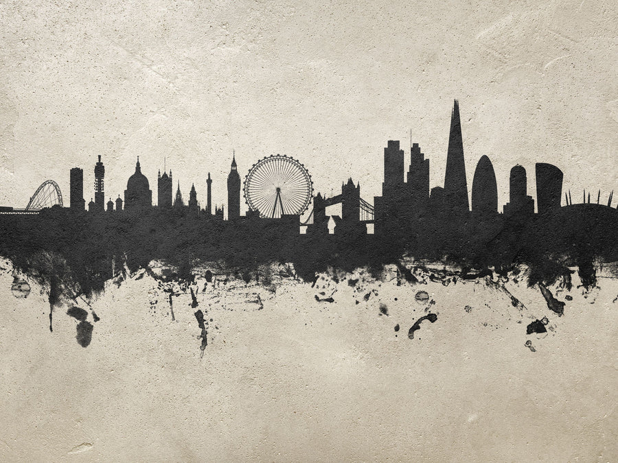 London Skyline Concrete Mural Wallpaper