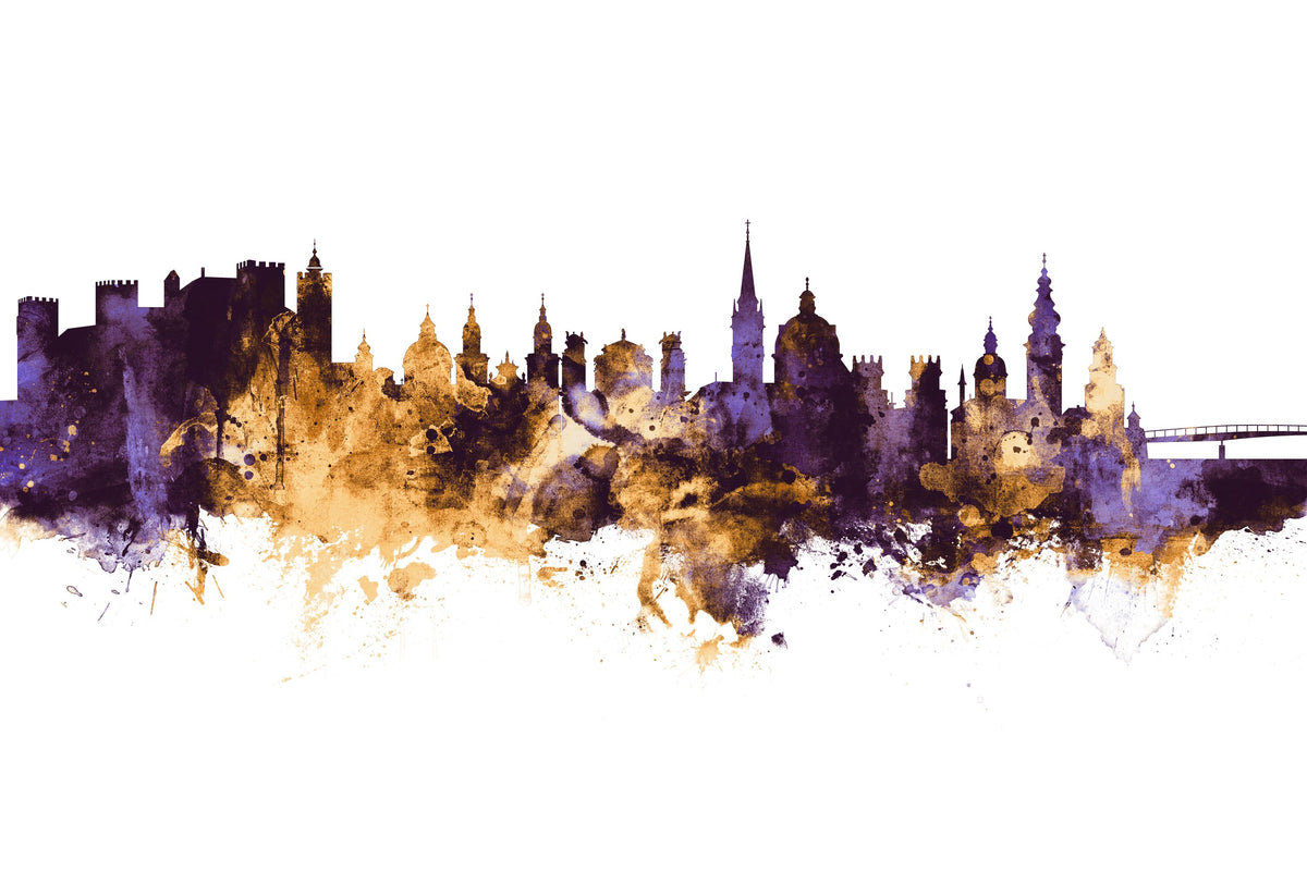 Salzburg Austria Skyline Purple & Gold Mural Wallpaper - pure wallpaper artwork