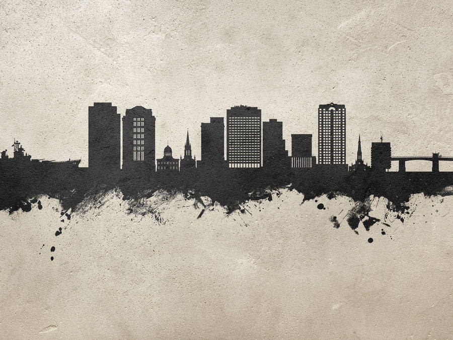 Norfolk Virginia Skyline Concrete Mural Wallpaper