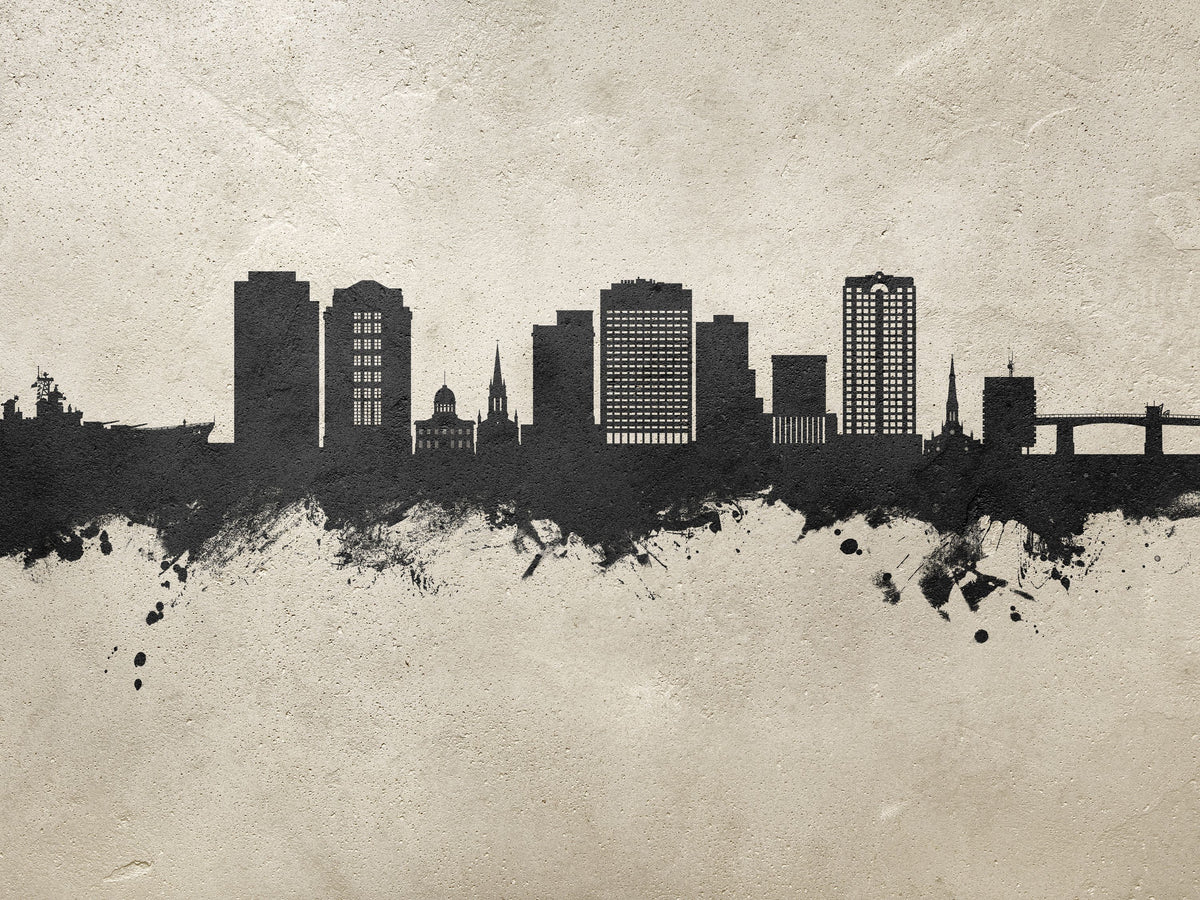 Norfolk Virginia Skyline Concrete Mural Wallpaper - pure wallpaper artwork