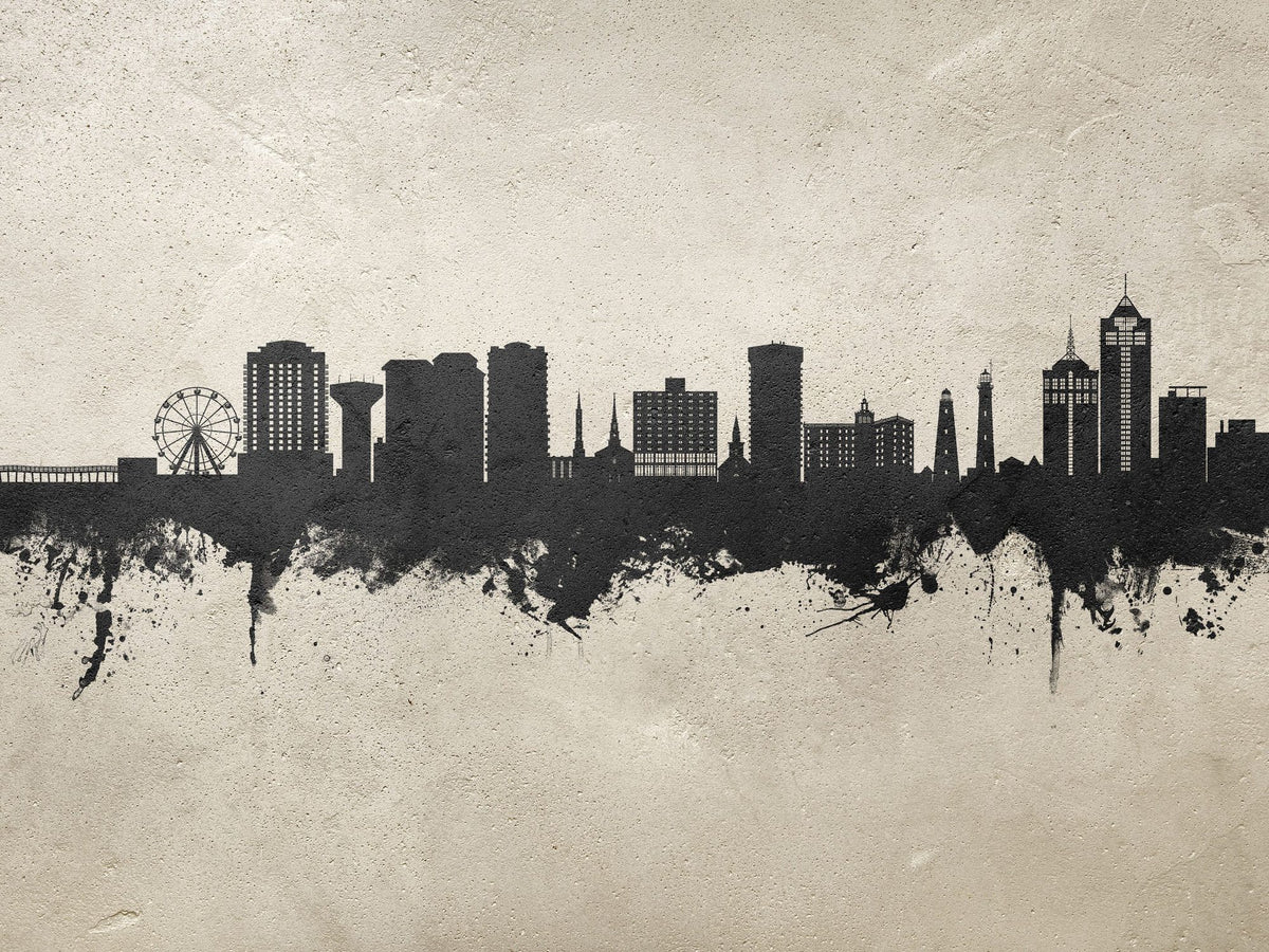 Virginia Beach Skyline Concrete Mural Wallpaper - pure wallpaper artwork