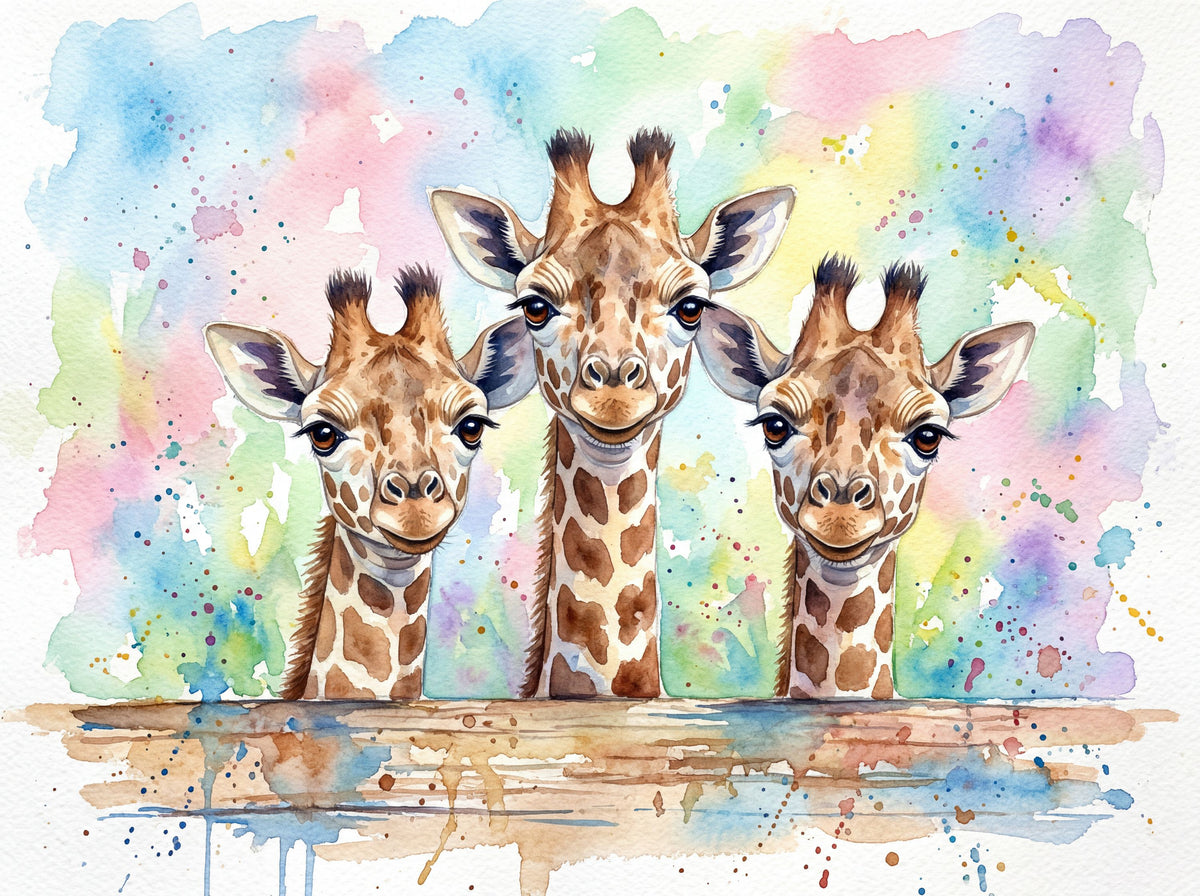 Giraffes - Cute Baby Animals Series Mural Wallpaper - pure wallpaper artwork