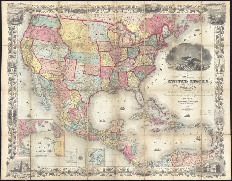 Colton's Unites States Map 1857 Mural Wallpaper