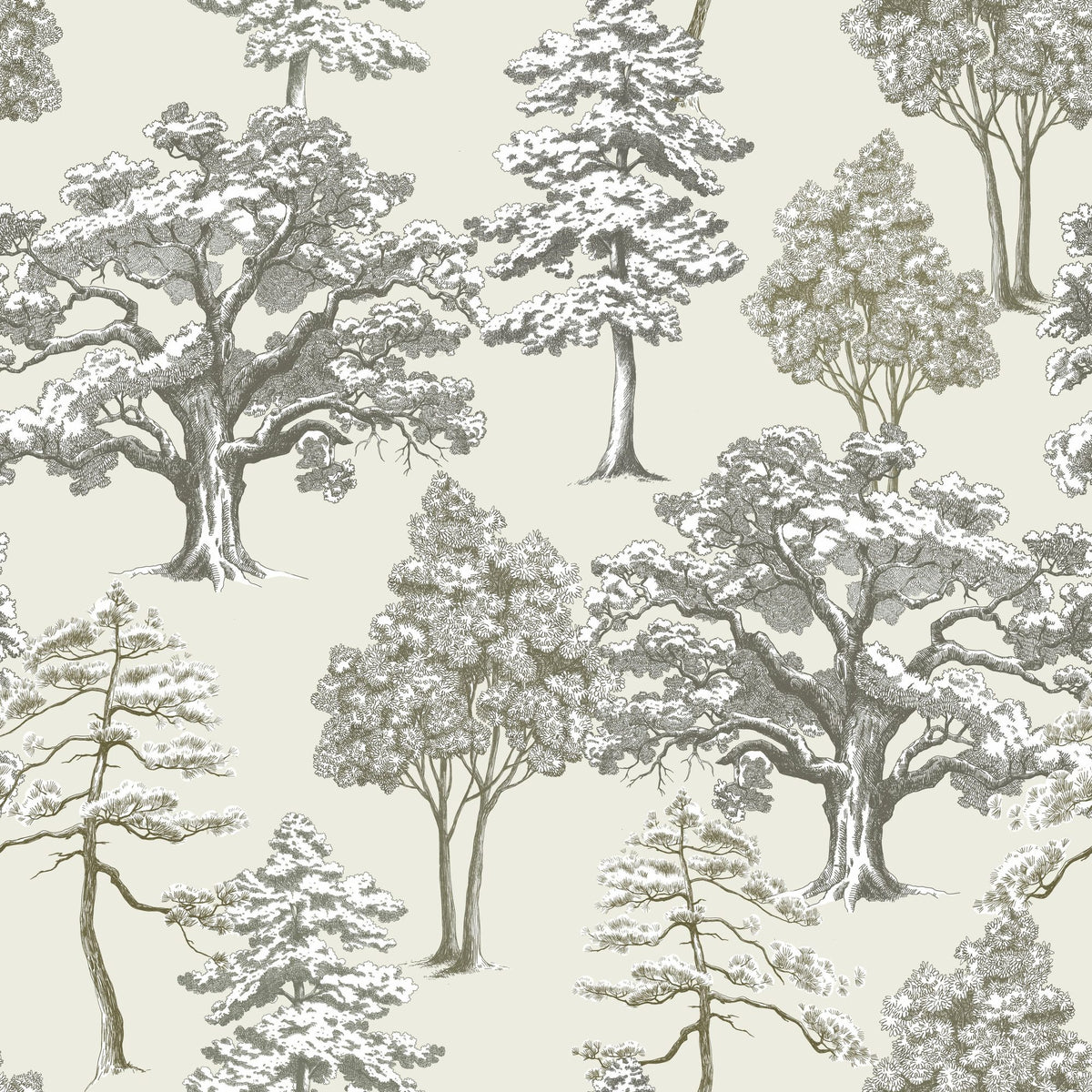 Park Trees, Off White Mural Wallpaper - pure wallpaper artwork