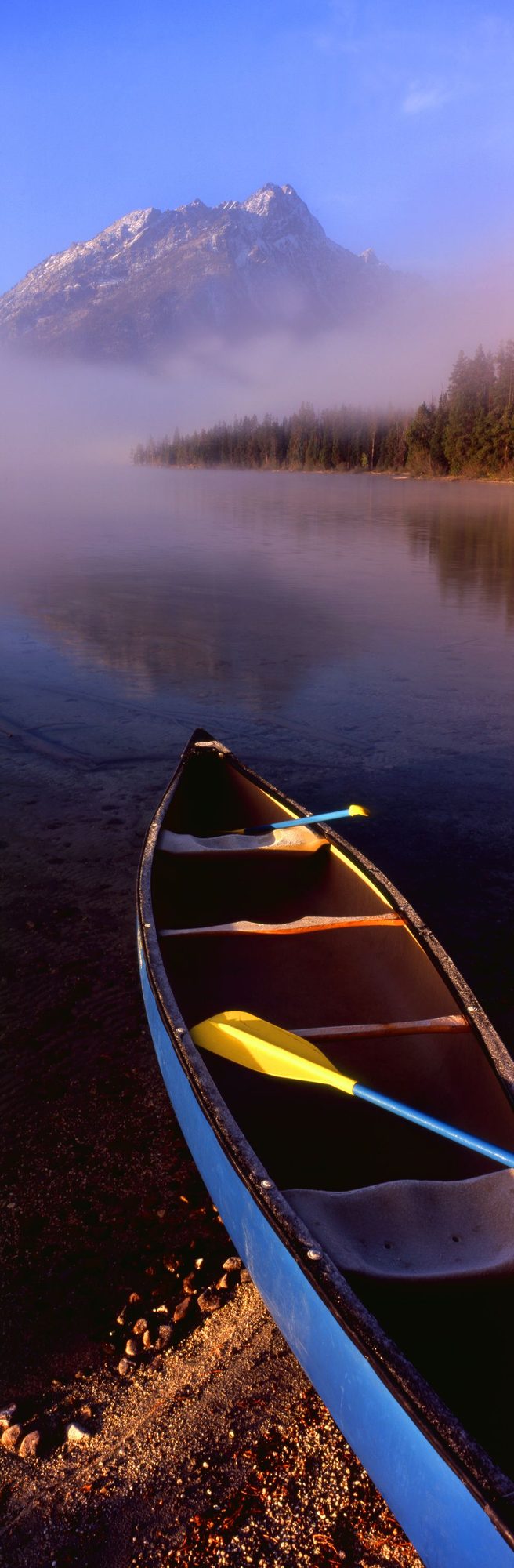 Mountain Mist Canoe Mural Wallpaper - pure wallpaper artwork
