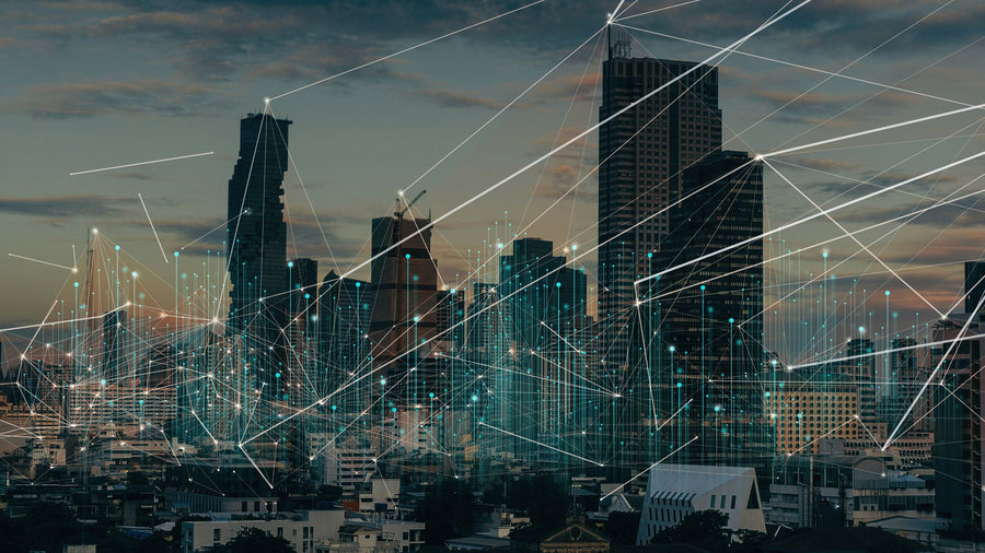 Connected Cityscape Mural Wallpaper
