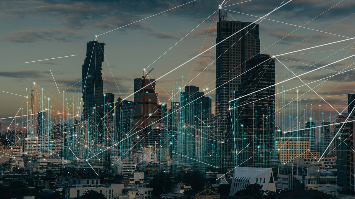 Connected Cityscape Mural Wallpaper - pure wallpaper artwork