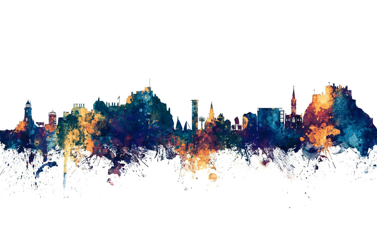 Jersey Channel Islands Skyline Blue & Bronze Mural Wallpaper - pure wallpaper artwork