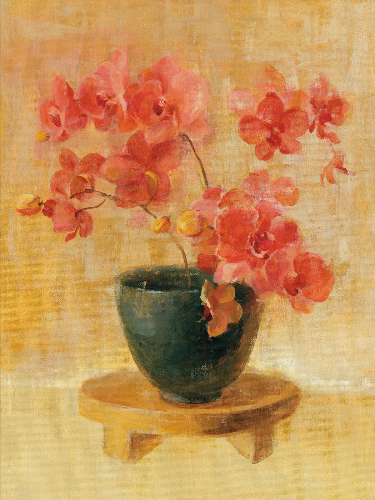 Pink Orchids in Black Vase Mural Wallpaper - pure wallpaper artwork