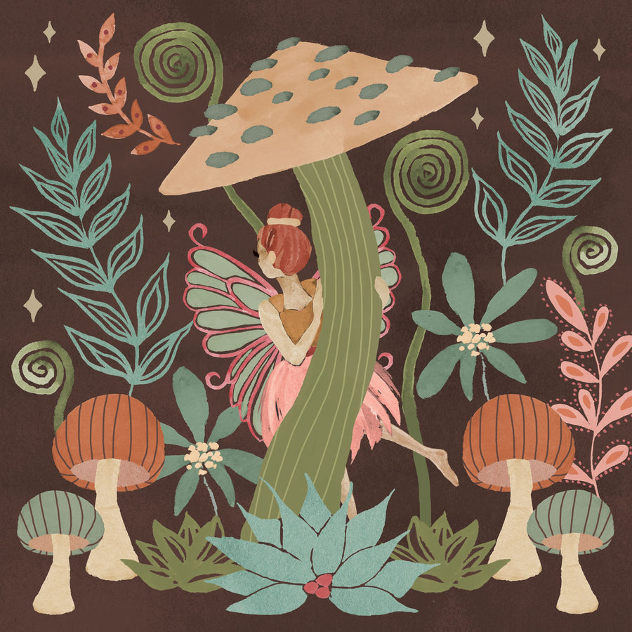 Floralscape Fairies III Dark Mural Wallpaper