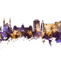 Port-au-Prince Haiti Skyline Purple & Gold Mural Wallpaper - pure wallpaper artwork