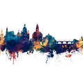 Dresden Germany Skyline Blue & Bronze Mural Wallpaper - pure wallpaper artwork