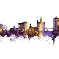 Davenport Iowa Skyline Purple & Gold Mural Wallpaper - pure wallpaper artwork