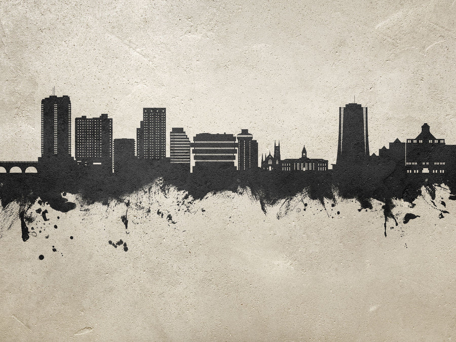 Stamford Connecticut Skyline Concrete Mural Wallpaper