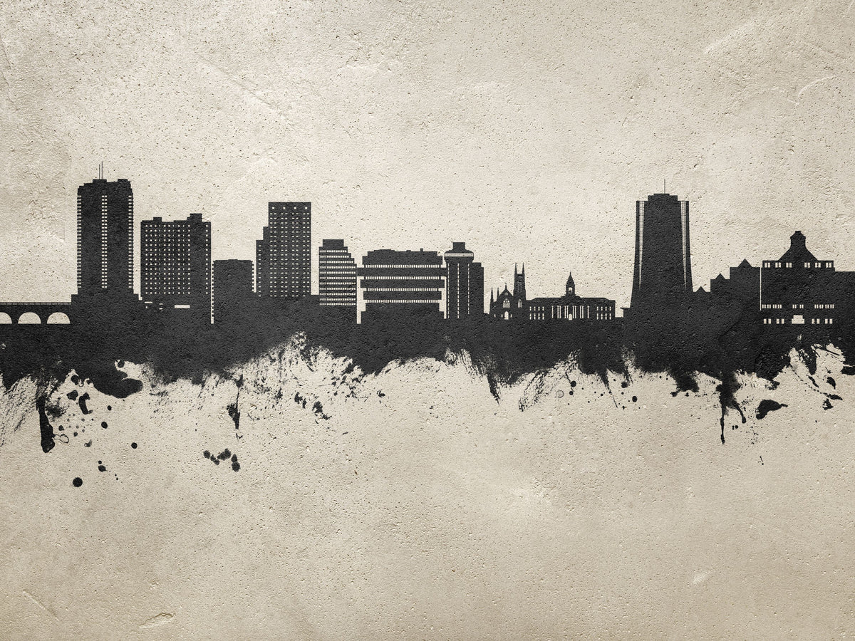 Stamford Connecticut Skyline Concrete Mural Wallpaper - pure wallpaper artwork