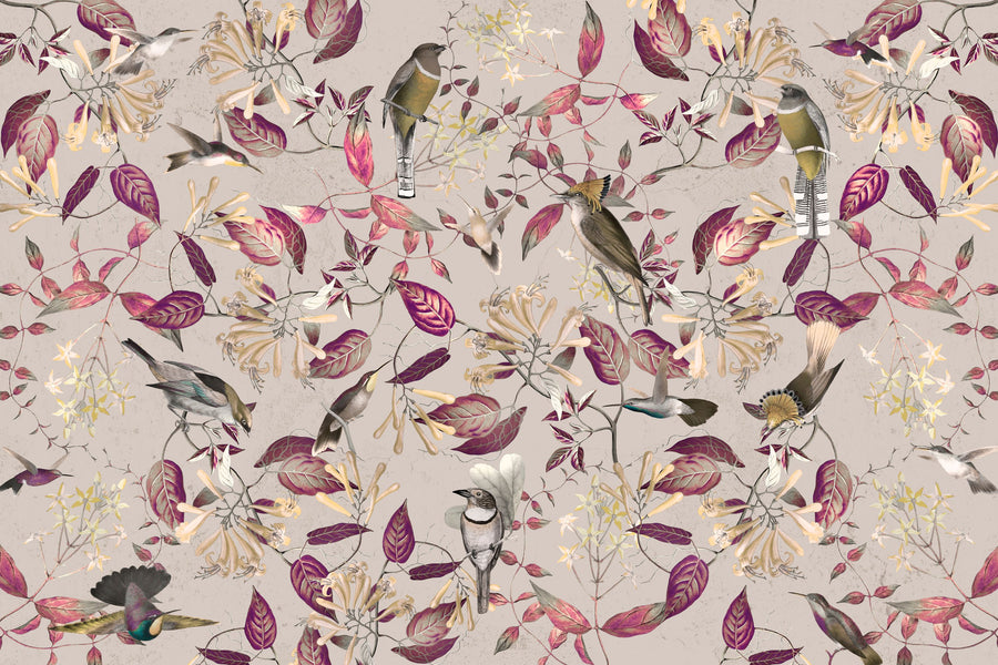 Tescoma Birds of Beauty Mural Wallpaper - Red Tone