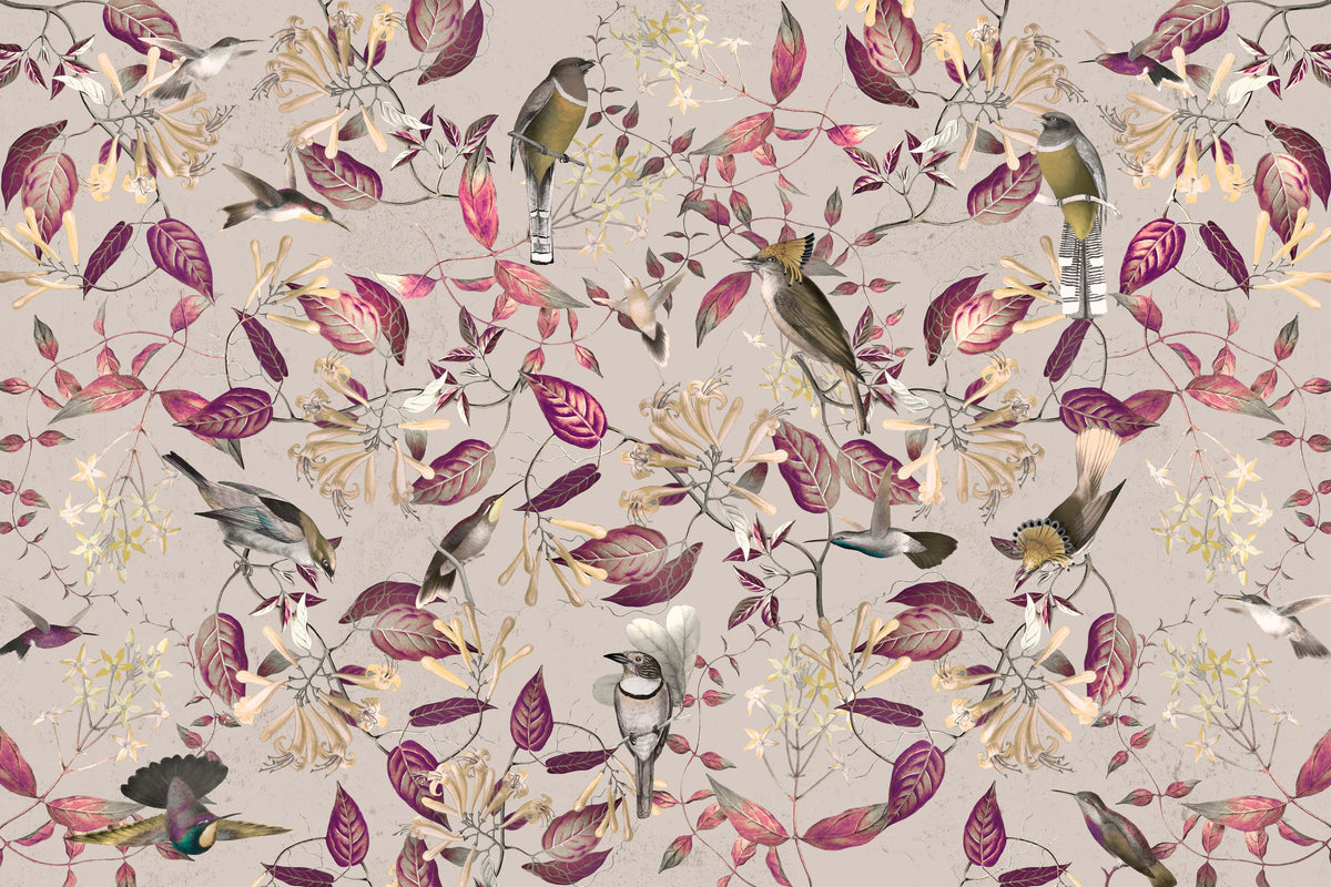 Tescoma Birds of Beauty Mural Wallpaper - Red Tone - pure wallpaper artwork