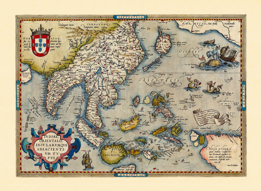 Old Map of Southeast Asia, 1570 Mural Wallpaper