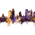 Saint Paul Minnesota Skyline Purple & Gold Mural Wallpaper - pure wallpaper artwork