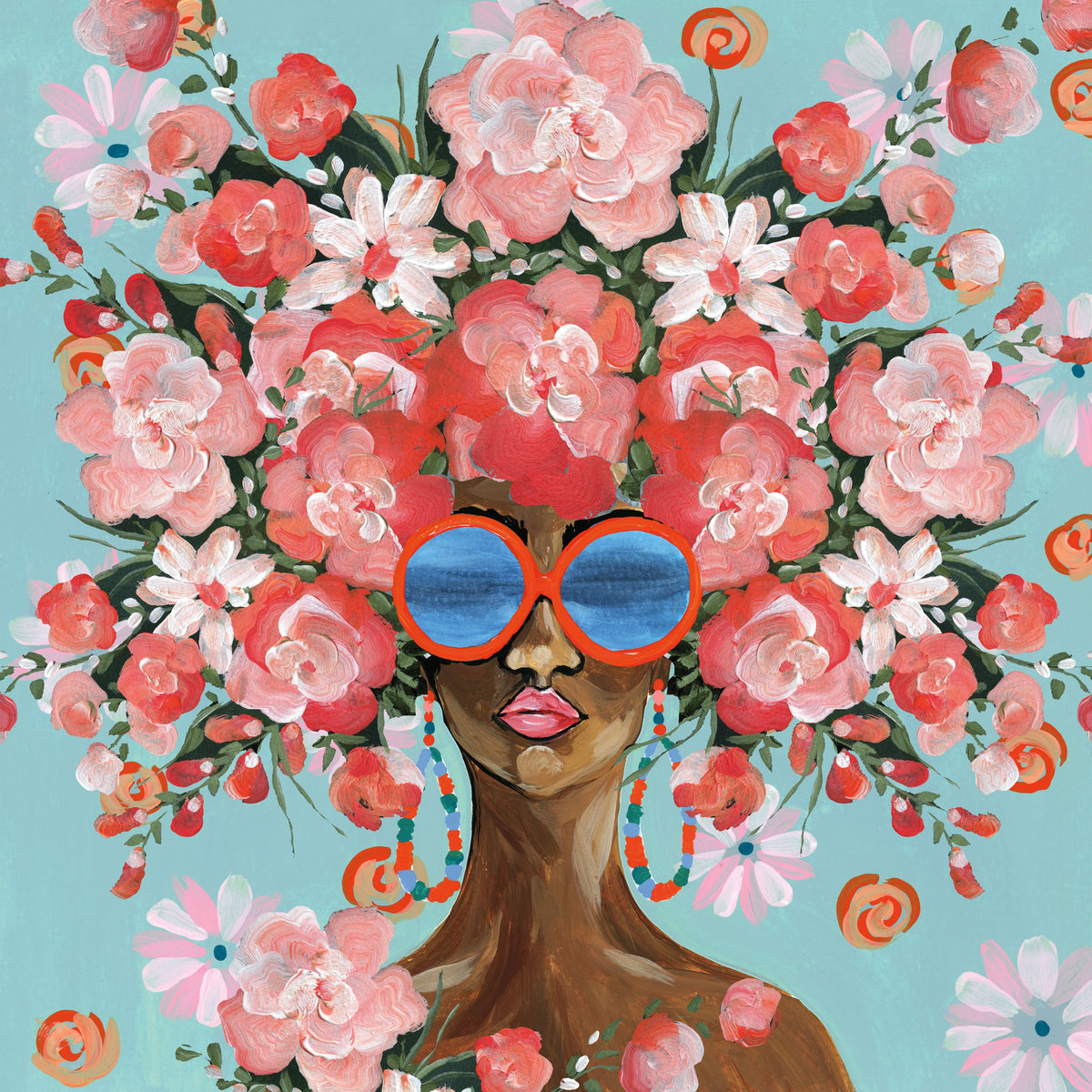 Sunning in Florals I Mural Wallpaper - Red Tone - pure wallpaper artwork