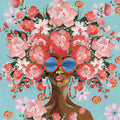 Sunning in Florals I Mural Wallpaper - Red Tone - pure wallpaper artwork