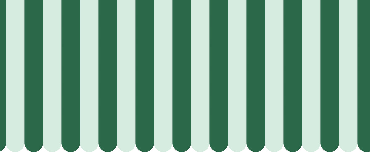 Scalloped Circus Stripes, Green on Green Mural Wallpaper - pure wallpaper artwork