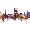 Reims France Skyline Purple & Gold Mural Wallpaper - pure wallpaper artwork