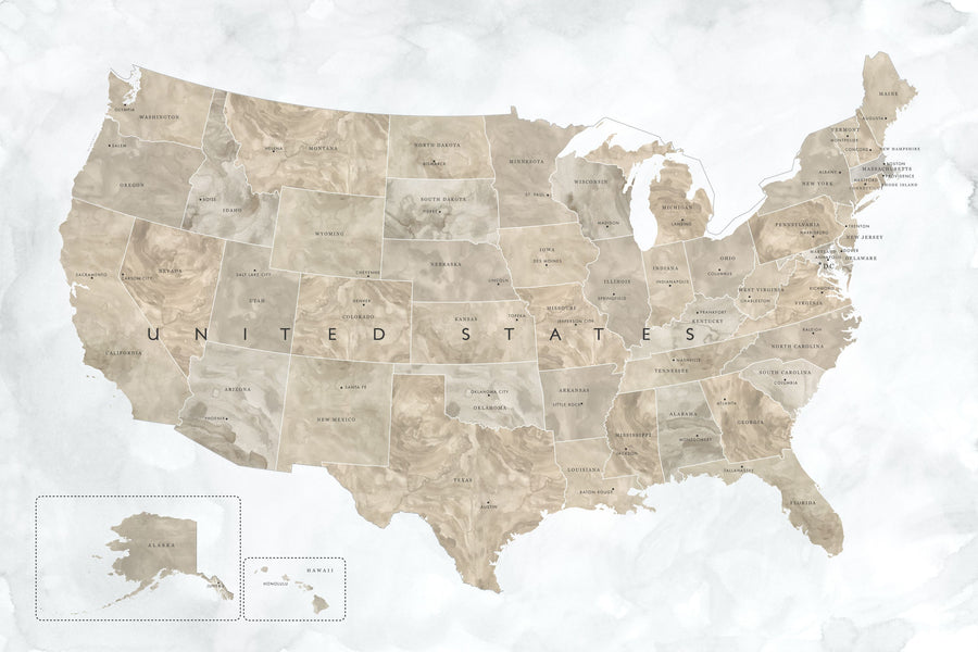 US State Map - Abey Wash Mural Wallpaper