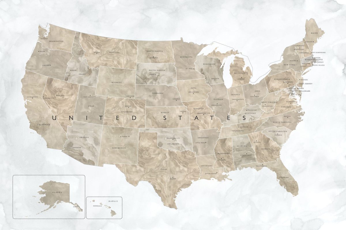US State Map - Abey Wash Mural Wallpaper - pure wallpaper artwork