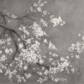 White Cherry Blossoms I on Grey Mural Wallpaper - pure wallpaper artwork