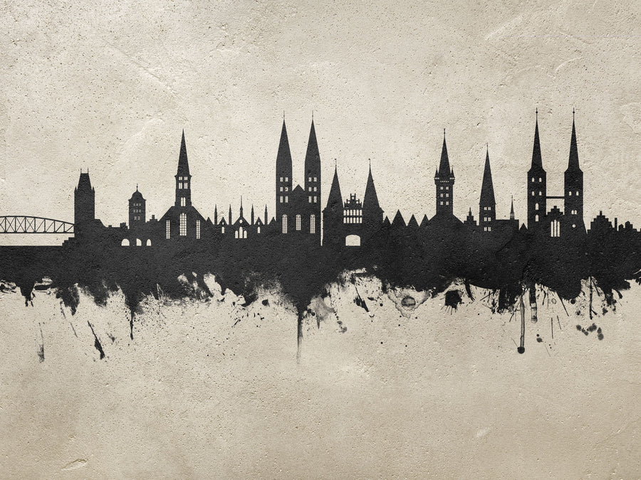 Lubeck Germany Skyline Concrete Mural Wallpaper