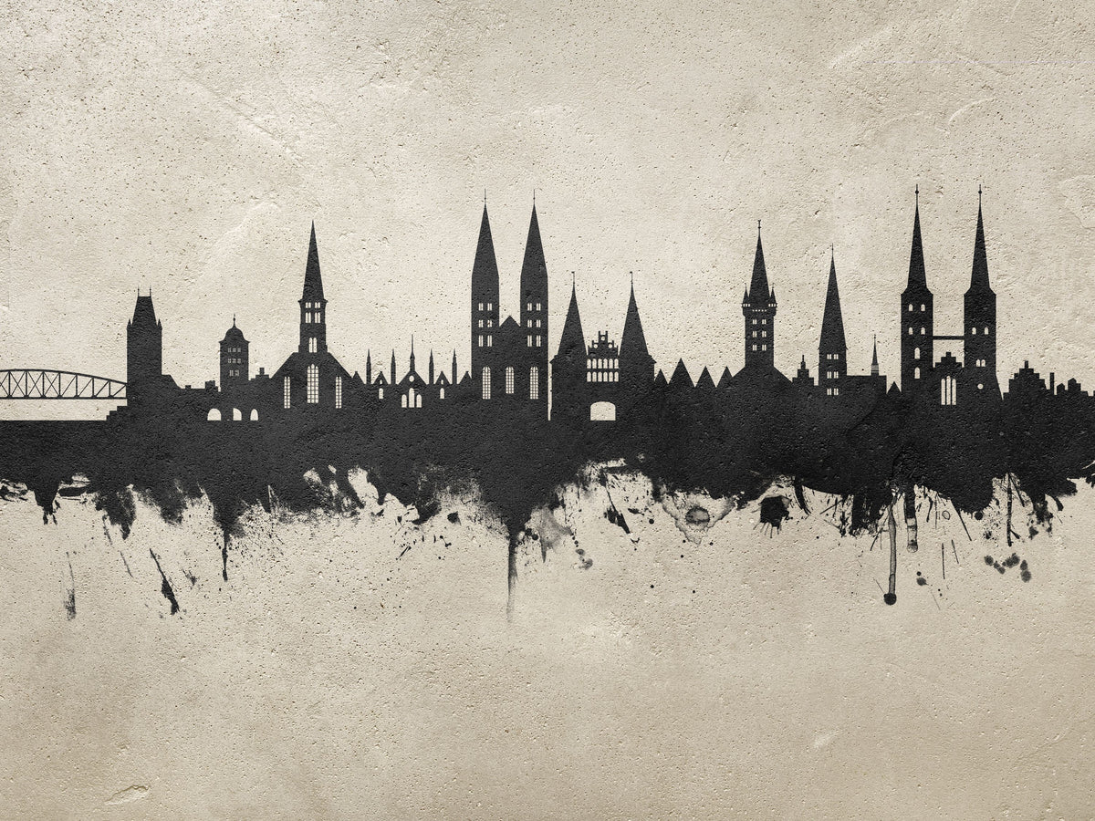 Lubeck Germany Skyline Concrete Mural Wallpaper - pure wallpaper artwork
