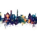 Siena Italy Skyline Blue & Bronze Mural Wallpaper - pure wallpaper artwork