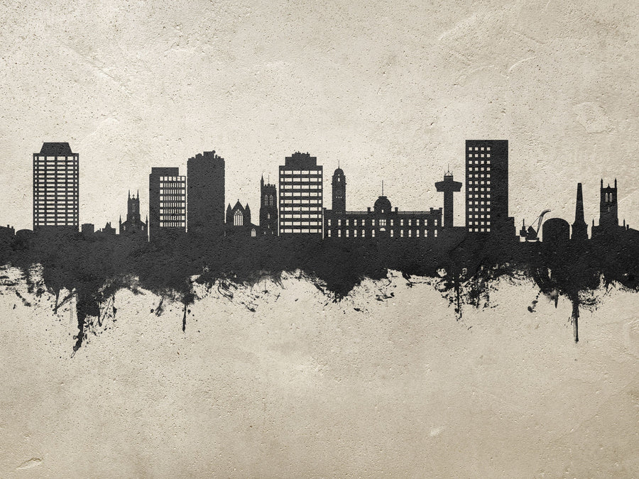 Hobart Australia Skyline Concrete Mural Wallpaper